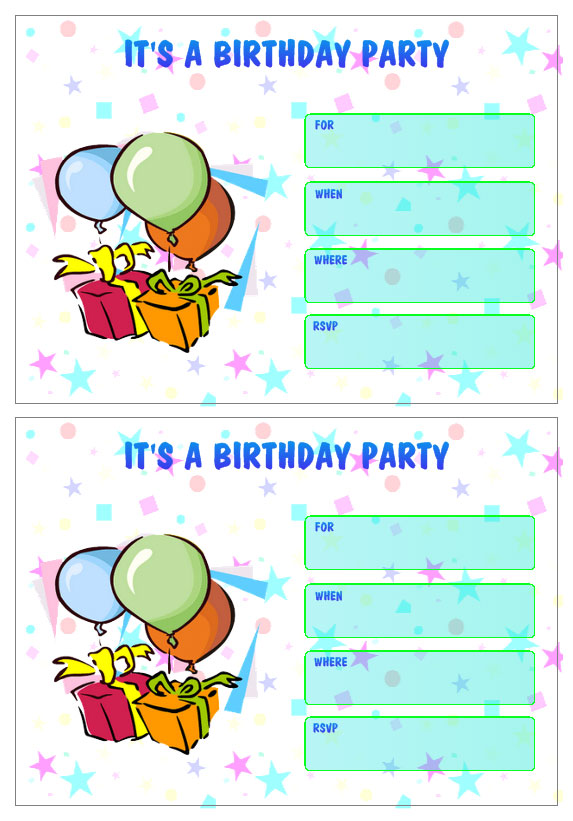 Скачать шаблон приглашений на день рождения