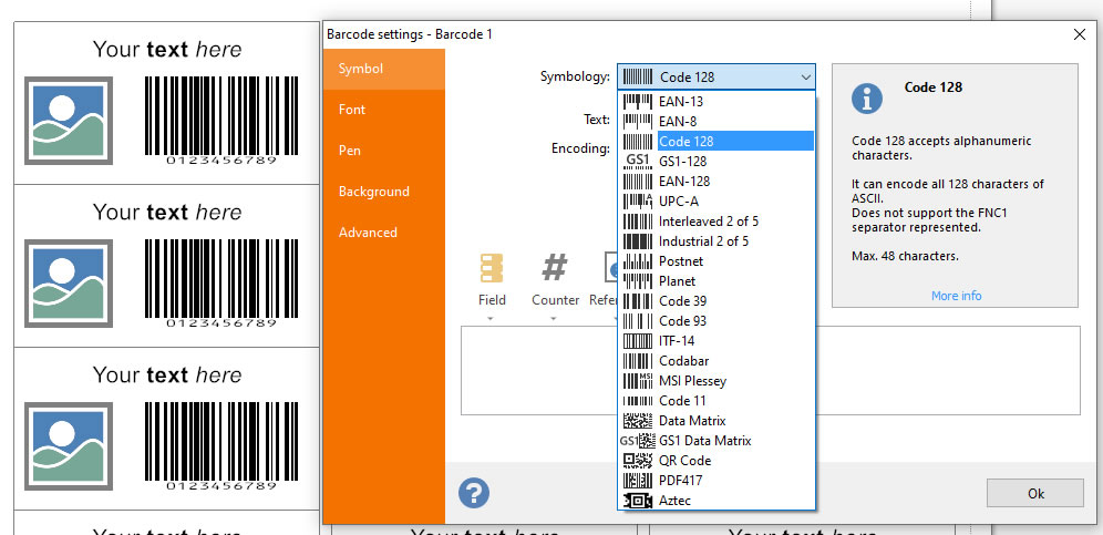 Generate Linear and 2D barcode labels using Barcode Label Maker