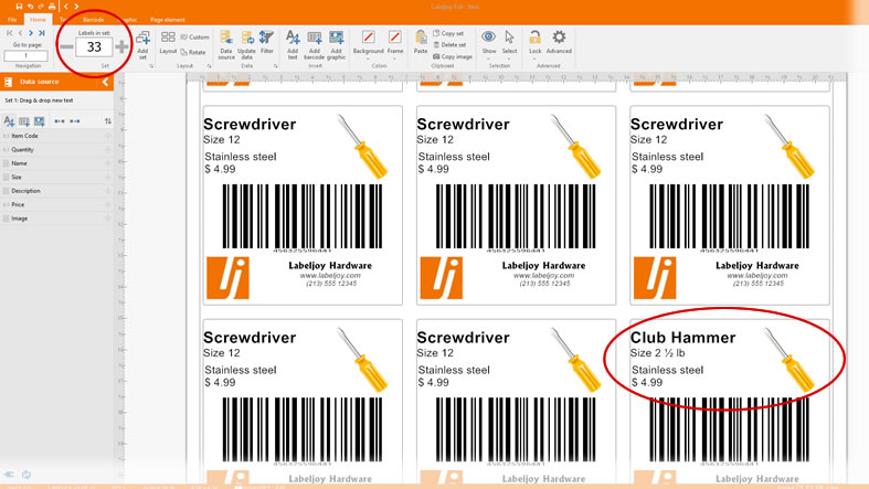 Data linked price label tag