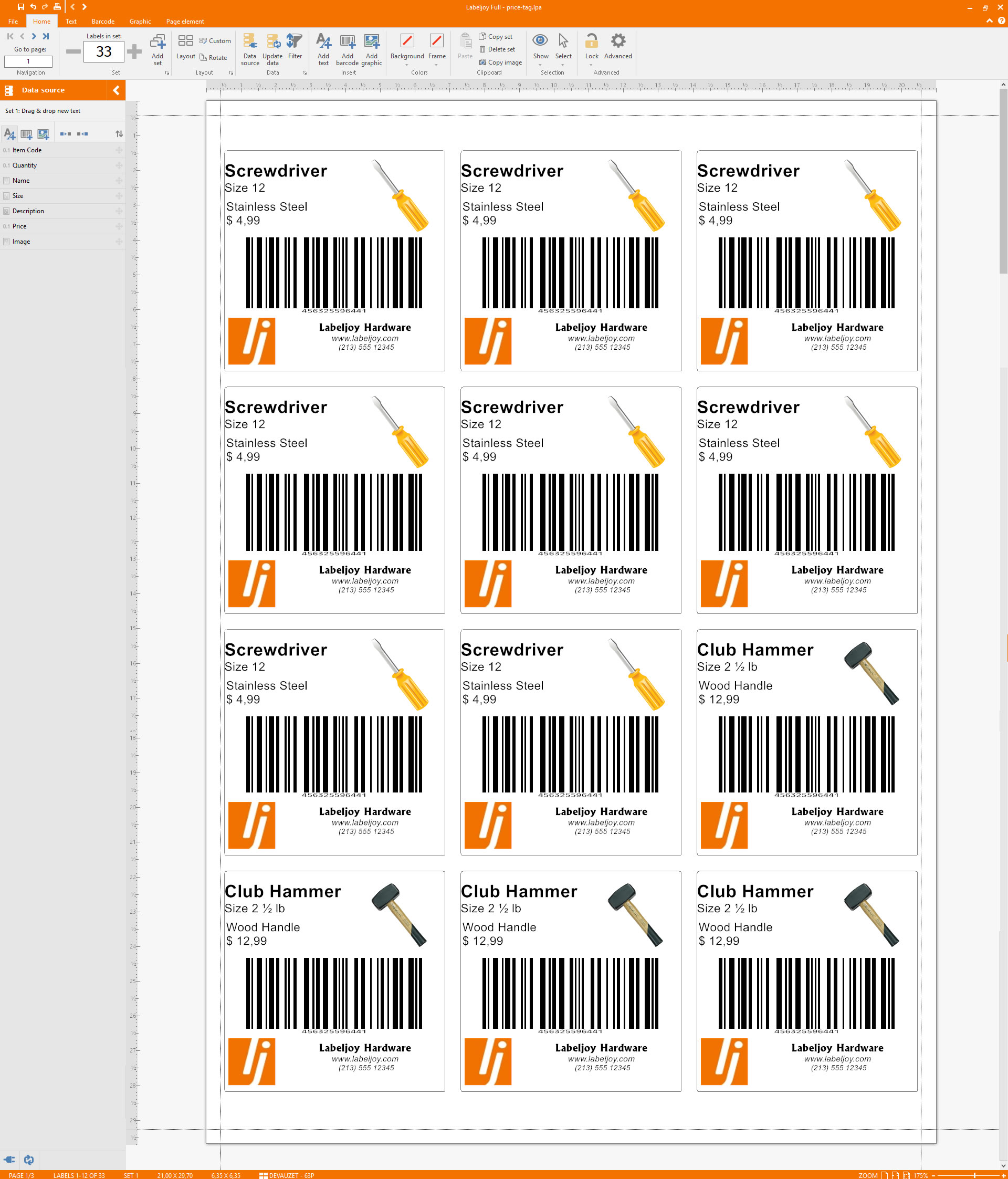 Data linked price label tag