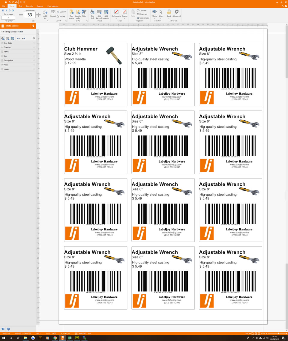 Data linked price label tag