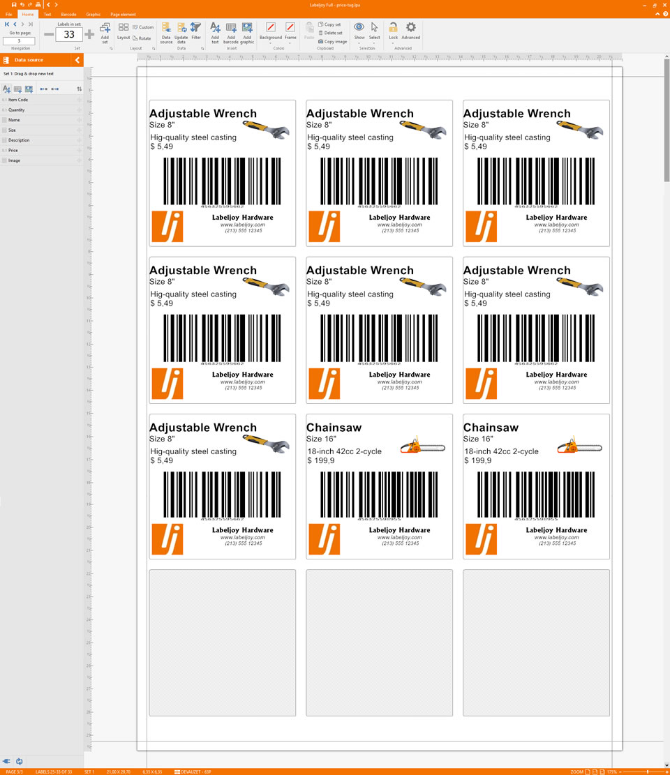 Data linked price label tag