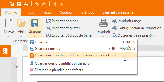 Acceso directo de impresión