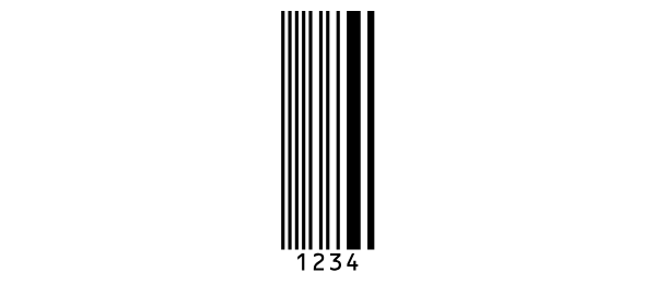 Ein Channel-Code-Barcode, der 1234 enthält, mit 1234
unter den Balken.