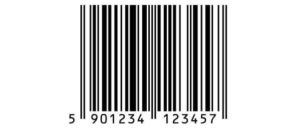Ein EAN-13-Barcode für 5901234123457: die erste Ziffer links
außerhalb der Balken, dann zwei Gruppen mit je sechs Ziffern darunter.