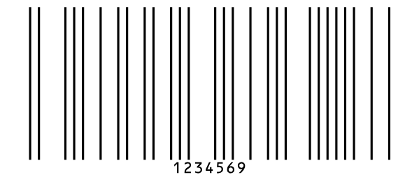 Ein Korean-Postal-Barcode für 123456, mit 1234569 unter den Balken.