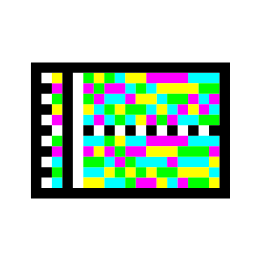 Ein Ultracode, ein Rechteck aus Quadraten in Cyan, Magenta,
Gelb, Grün und anderen Farben, schwarz umrahmt, mit dem Inhalt Labeljoy 2026.