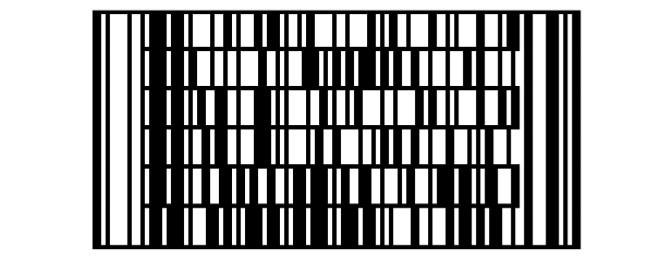 A Codablock F barcode, six rows of Code 128 between a bar
along the top and one along the bottom, holding Labeljoy Codablock F 1234.