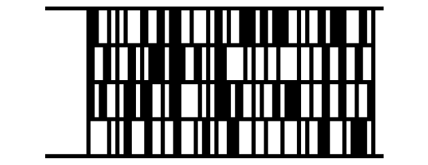 A Code 16K barcode, four rows of bars between a bar along
the top and one along the bottom, holding Labeljoy Code 16K.