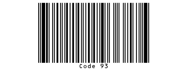 A Code 93 barcode holding Code 93, with the value under the
bars.