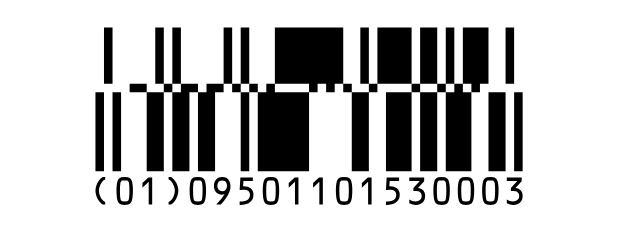 A Databar Stacked barcode: the same GTIN in two short rows.
