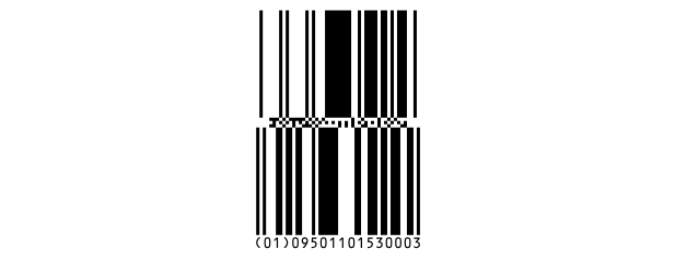 A Databar Omnidirectional Stacked barcode: the same GTIN in two tall rows.
