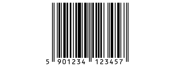 An EAN 13 barcode for 5901234123457: the first digit outside the
bars on the left, then two groups of six digits under them.