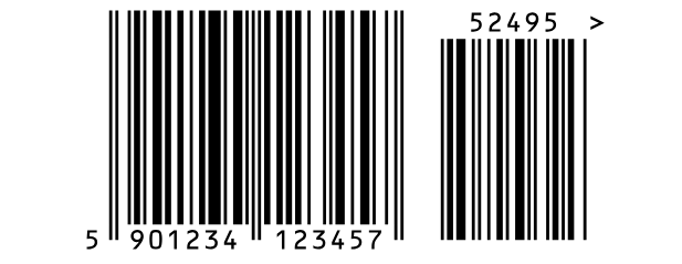 An EAN 13 barcode with a small 5-digit add-on, 52495, on its right.