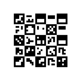 A Grid Matrix, a square made of a grid of smaller
blocks, holding Labeljoy and two Chinese characters.