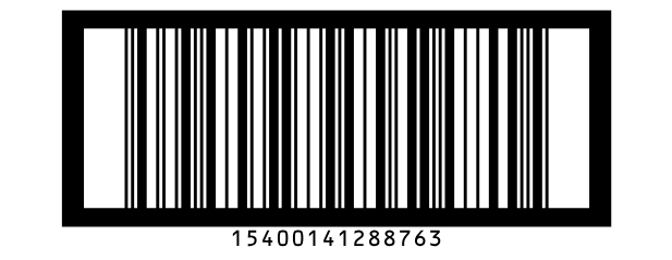 An ITF 14 barcode for 15400141288763 inside a thick bearer frame, with the 14 digits under it.