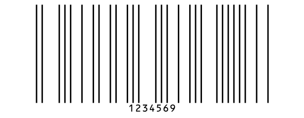 A Korean Postal barcode for 123456, with 1234569 under the bars.