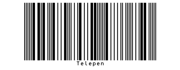 A Telepen barcode holding Telepen, with the value under the
bars.