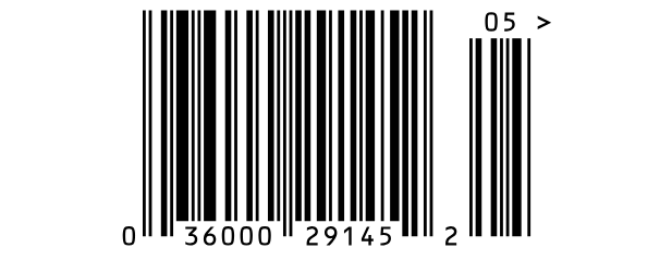 A UPC A barcode with a small 2-digit add-on, 05, on its right.