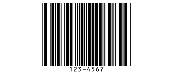 Un código de barras Code 11 que contiene 123-4567, con el
valor debajo de las barras.