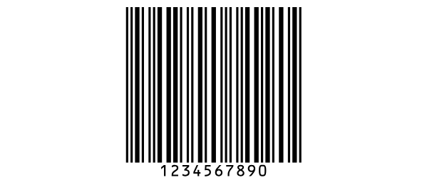 Un code-barres Interleaved 2 of 5 contenant 1234567890, avec les chiffres sous les barres.