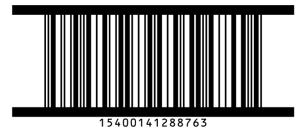 Un code-barres ITF 14 avec d'épaisses barres de protection en haut et en bas uniquement.