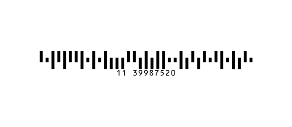 Un barcode Australia Post Standard Customer per l'FCC 11 e il DPID 39987520, con 11 39987520 sotto le barre.