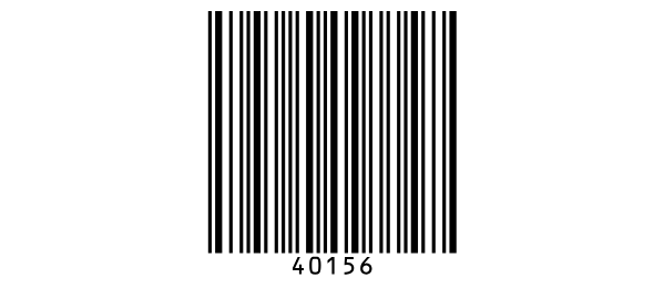 Un barcode Codabar per A40156B: la lettera iniziale A e la
lettera finale B sono nelle barre, e sotto è stampato solo 40156.