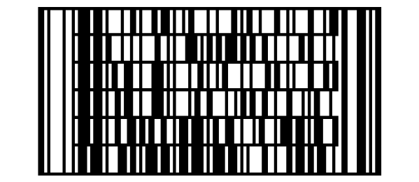 Un barcode Codablock F, sei righe di Code 128 tra una
barra in alto e una in basso, che contiene Labeljoy Codablock F 1234.