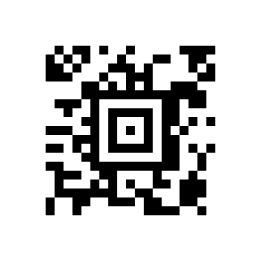 Een Aztec-barcode, een vierkant met een schietschijf in het midden, met Labeljoy instapkaart 2026.