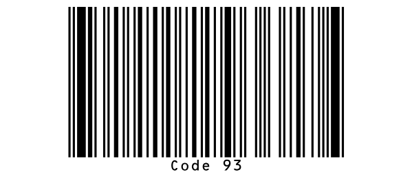 Een barcode Code 93 met Code 93, met de waarde onder de
streepjes.