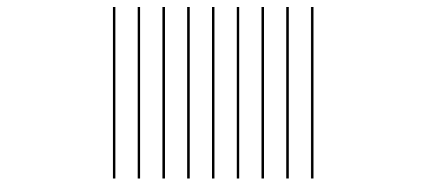 Een barcode Flattermarken voor 1234567890: een rij
losse markeringen zonder tekst.