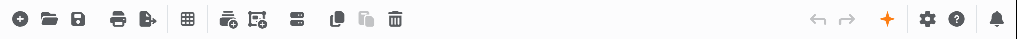 A barra de ferramentas, de Novo documento, à esquerda, até
Notificações, à direita.