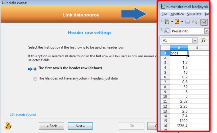 Header row setting Excel