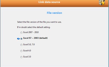 Data source Excel file 97-2003