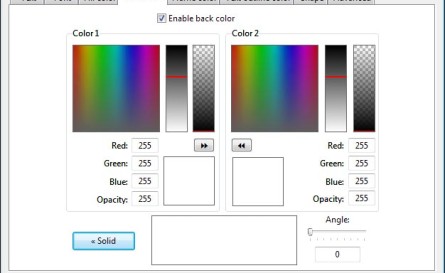 Set up background color gradient of text object
