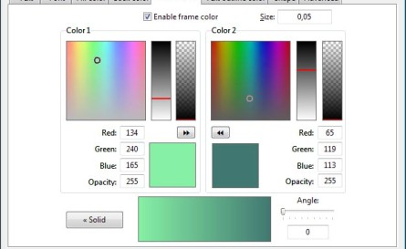 Change color gradient and size of frame