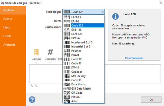 Software generador de código de barras